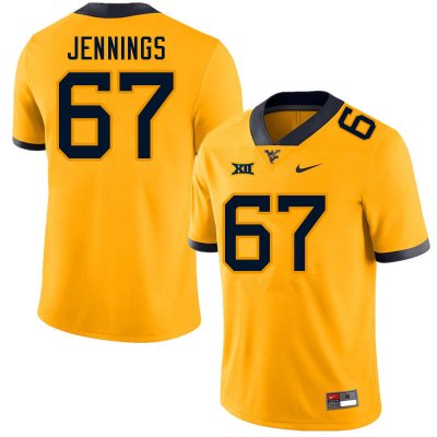 Men's West Virginia Mountaineers NCAA #67 Chez Jennings Gold Authentic Nike Stitched College Football Jersey FW15T14KA